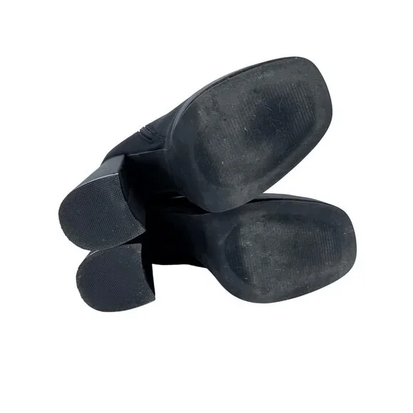 NIB Black Platform Open Toe Chunky Heel Lug Sole Casual Sexy Ankle Boots 10 - Picture 10 of 16